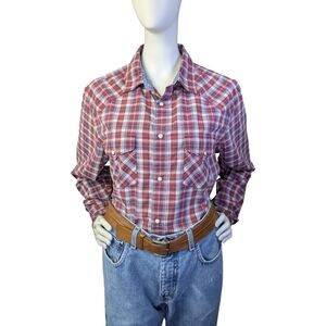 GAP Women's Western Pearl Snap Top, 100% Cotton, Size Medium, Rodeo